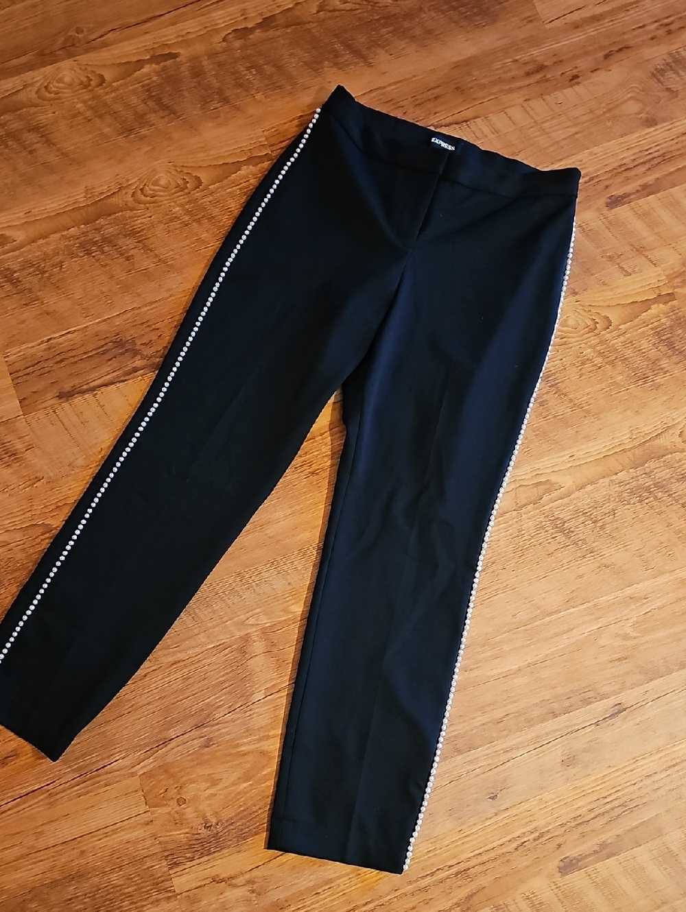 Express Black Slim Pants with Pearl Side Trim